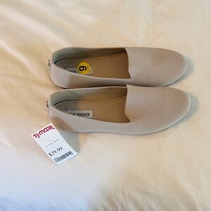 Steve Madden Neutral Beige Slip-On Knit Flats